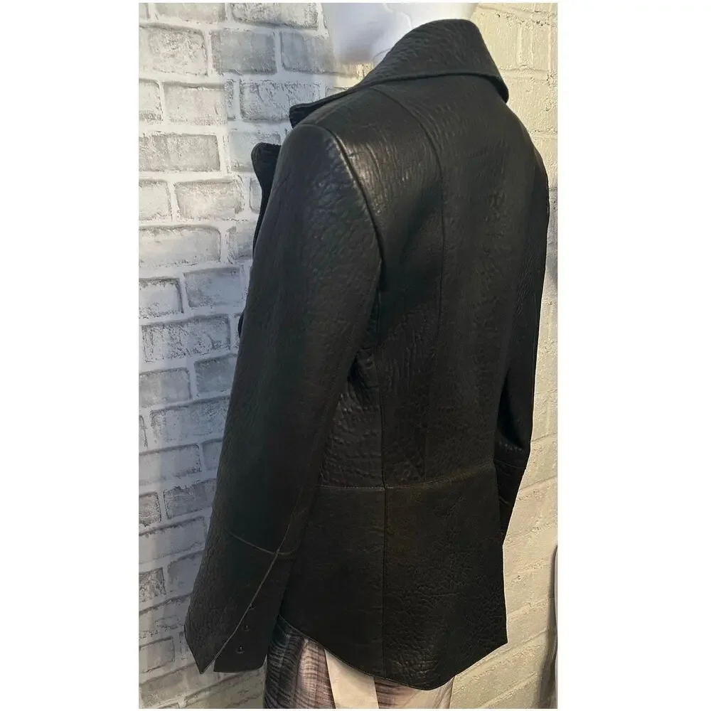 Vintage Akris Bergdorf Croc Embossed Goat Suede Leather Jacket size US 4 Hi-low
